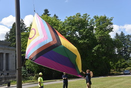 Intersex progressive pride flag being raised 