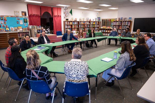 Gov. Jay Inslee met with educators last month in Auburn.