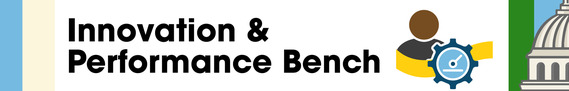 Innovation & Performance Bench. An image of a person and a performance gauge sit next to the text.
