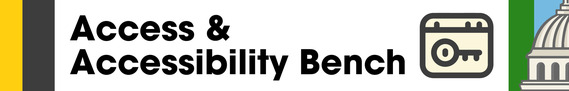 Access & Accessibility Bench. A key sits next to the text.