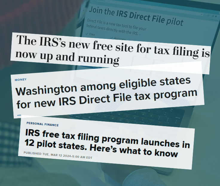 News headlines about the new Direct File tax program