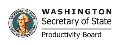 Logo with image of George Washington and text "Washington Secretary of State Productivity Board"