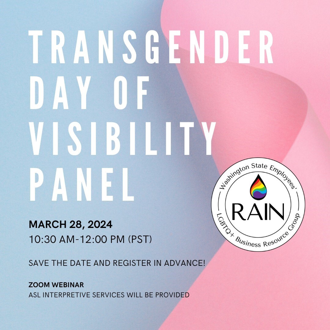 Poster for Transgender Day of Visibility Panel
