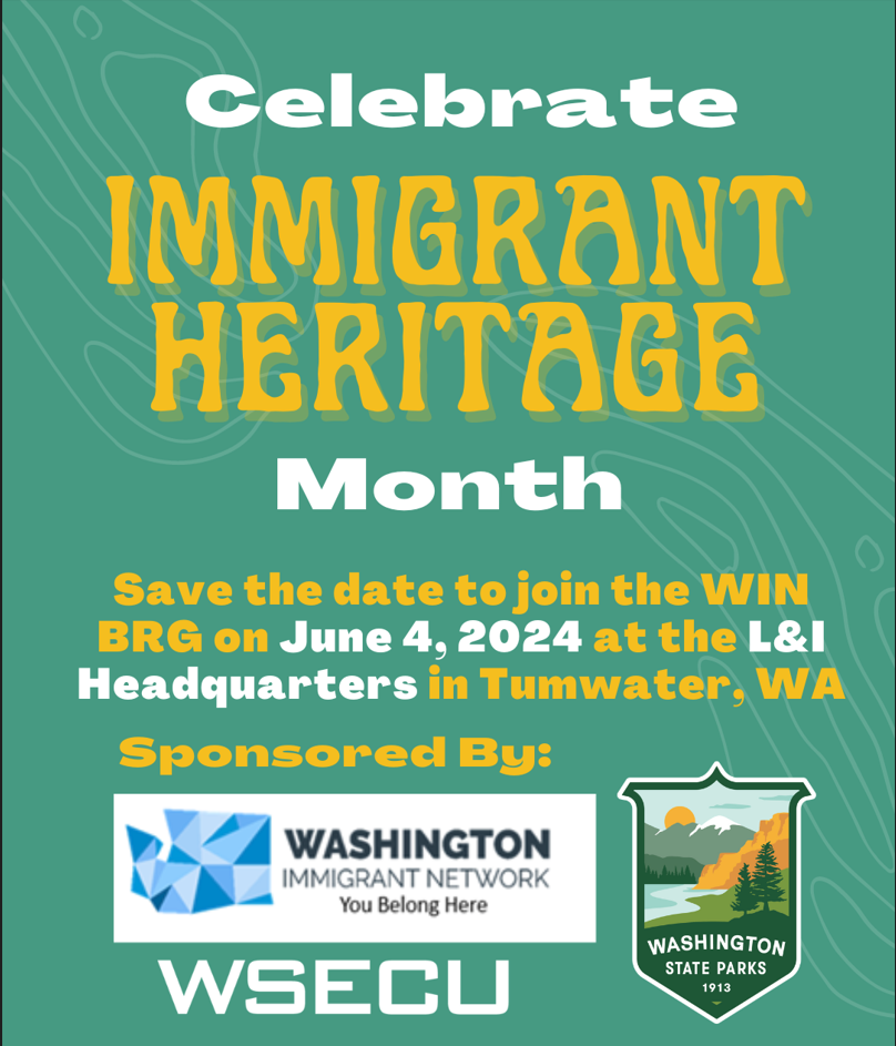 Immigrant Heritage Month Celebration "Save the Date" poster