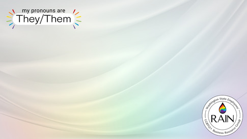 Image with a muted grey background with "My pronouns are they/them" in the corner