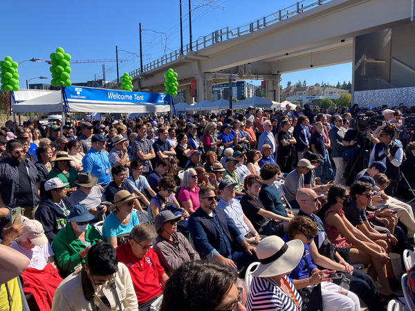 A large crowd gathered in Lynnwood Friday for the opening of the new light rail expansion.