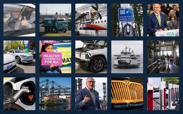 A collage of elements of Washington's clean energy economy