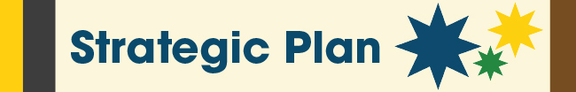 Strategic Plan header graphic. Three stars sit next to the text.