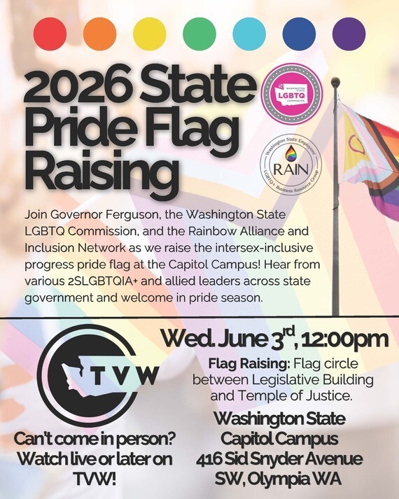 Rainbow Colors Flag and RAIN Logo and LGTBQ Commission logo