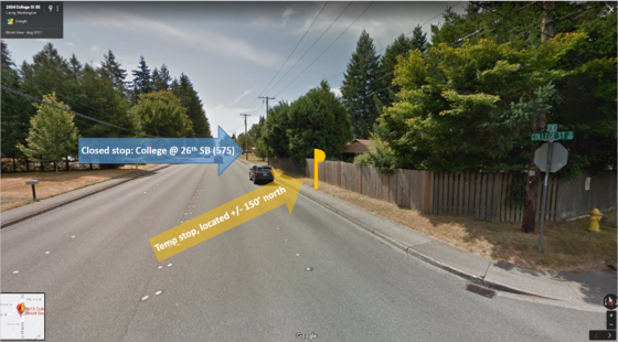 Temporary Stop on College Street 