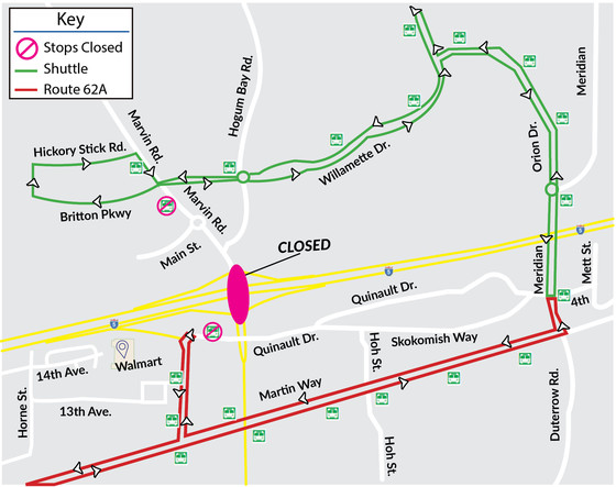 Route 62A diverging diamond detour