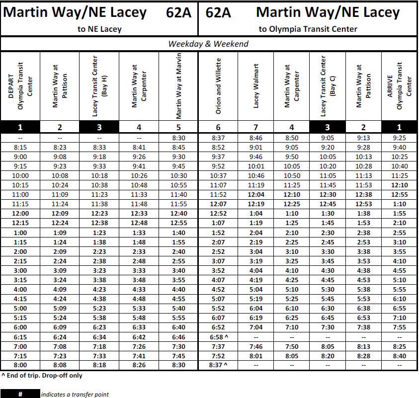 Route 62A - Jan. 2021
