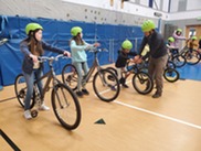 Students on bikes with instructor