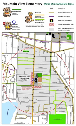 Walking Route Map for Mountain View Elementary 