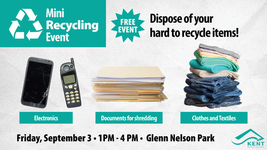 Mini Recycling Event Graphic and Details, included in body text