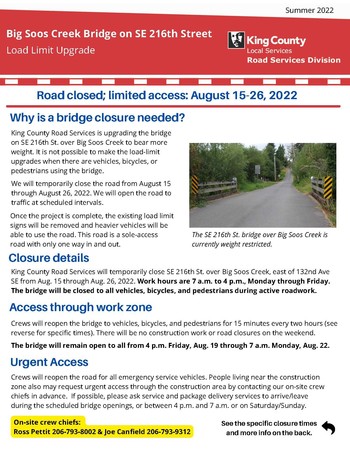 Big Soos Creek Bridge Load Limit Upgrade page 1