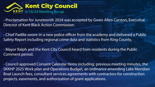 Kent City Council Recap Graphic