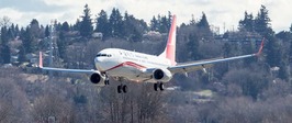 Boeing jet landing at King County International Airport