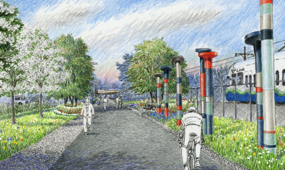 Rendering of ERC next to Sound Transit in Bellevue