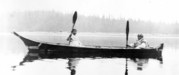 Suquamish sisters in canoe