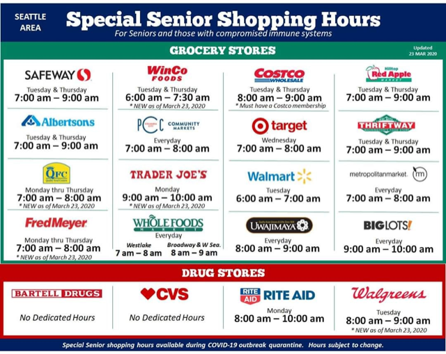 senior shopping hours