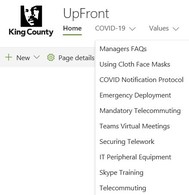 COVID drop down menu