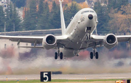 A jet takes off at King County International Airport/Boeing Field