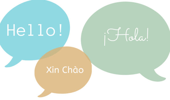 speech bubbles saying hello in different languages