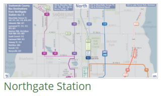 Map of bus to light rail connection at new Northgate station