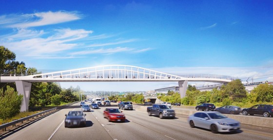 Rendering of the new John Lewis Memorial Bridge for pedestrians and bicycles at the new light rail station at Northgate - - opening this Saturday!