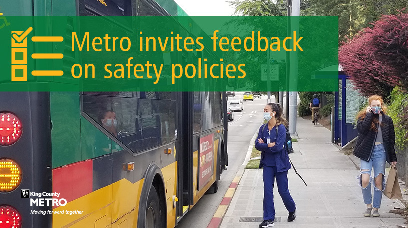  Safety, Security, and Fare Enforcement (SaFE) Reform Initiative  Image of woman with mask board bus