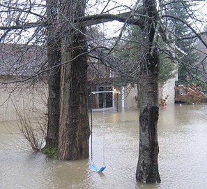 Home with flooded yard