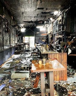 Interior of burned-out business