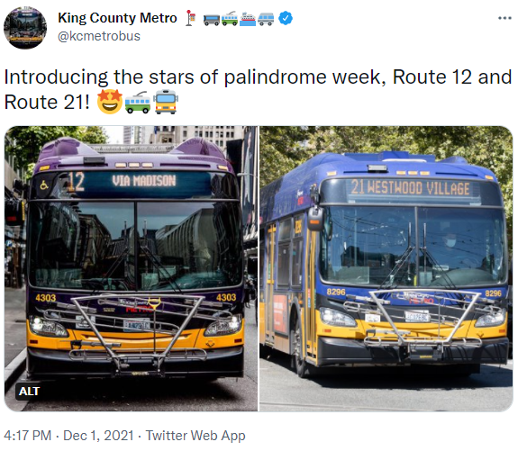 Screenshot of tweet that is linked to image about palindrome