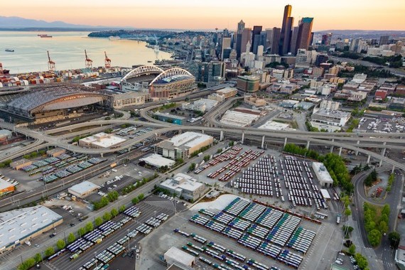 Arieal view of Seattle  and Central Base 