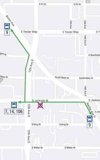 Map of relocation of S Jackson and 12th