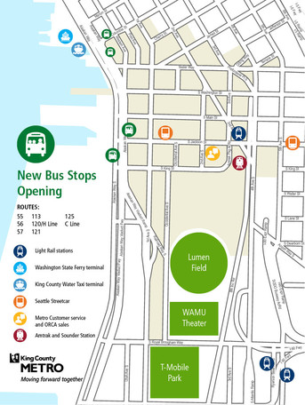 A Map of new bus stops opening in Pioneer Square