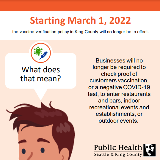 Vaccine Verification Policy Lifts March 1, 2022