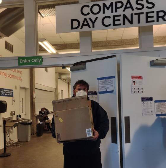 Delivering sandwiches to the Compass Center