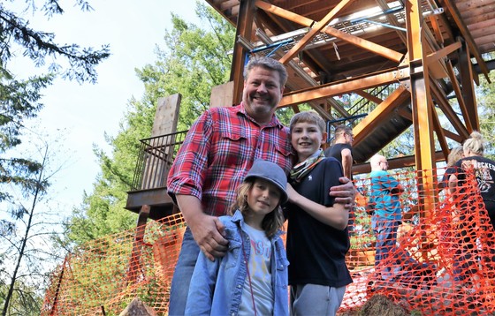 Councilmember Dunn with his kids at the Mt. Peak Fire Lookout