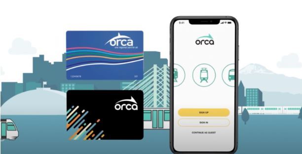 image of the old and new ORCA cards next to a smart phone with the new ORCA app distplayed