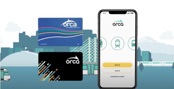 image of the old and new ORCA cards next to a smart phone with the new ORCA app displayed 