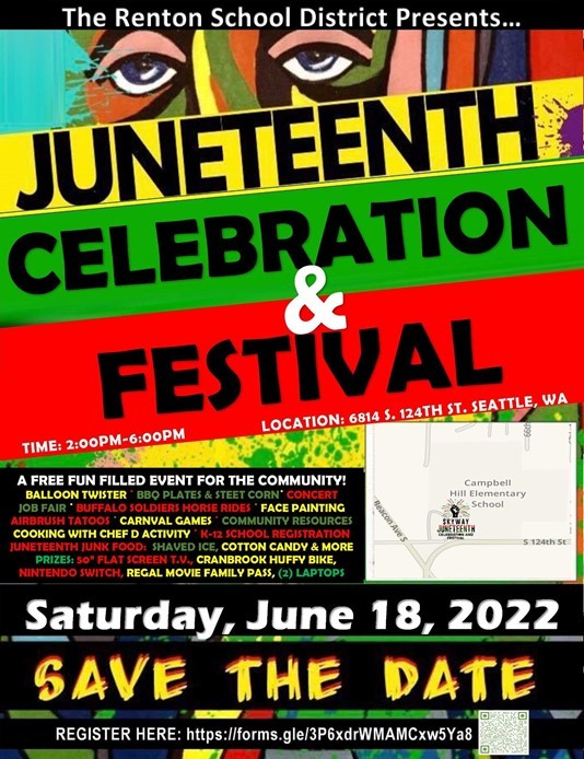 Flyer for Renton School District Juneteenth celebration