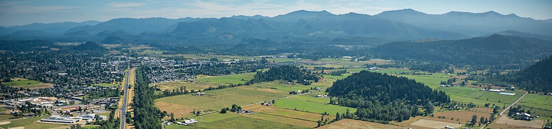 Aerial view Snoqualmie Valley farmland