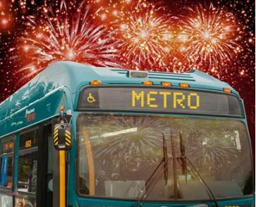Coach signed up as "Metro" in foreground with Fireworks dispalyed in background