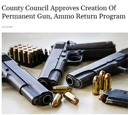 Screenshot of Seattle Times headline, reading, "County Council Approves Creation of Permanent Gun, Ammo Return Program"
