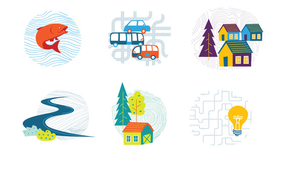 Comprehensive Plan Icons - Housing, Climate Resiliency 