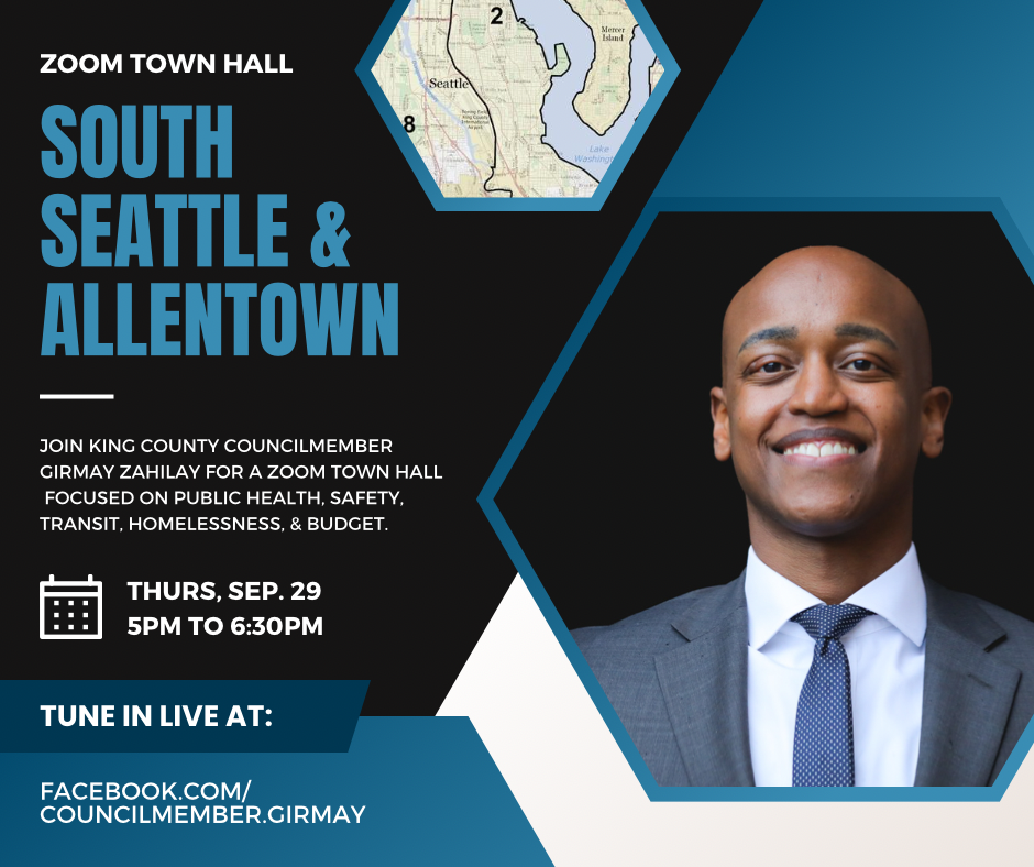 Flyer for Allentown & South Seattle town hall