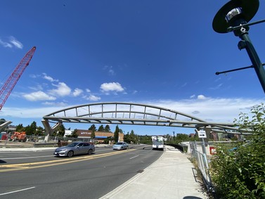 Photo of installed Totem Lake connector bridge spans.