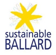 Logo for "Sustainable Ballad" with text in blue and a yellow 6 point star